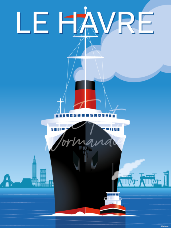 Affiche Normandie paquebot au Havre