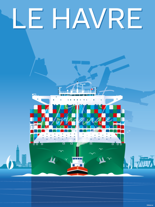 Affiche Normandie containers au Havre