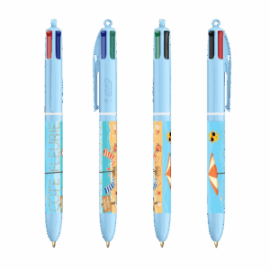 Stylo BIC 4 couleurs - bleu pastel - "Côte Fleurie" - NOUVEAUTE SEPTEMBRE 2025