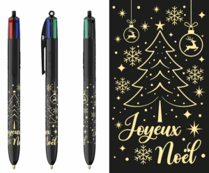 Stylo BIC 4 couleurs - Noël sapin - Black and Gold Edition (Metallic Foil)