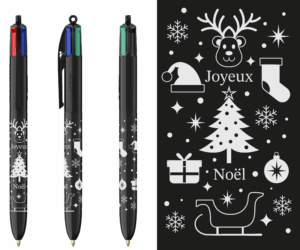 Stylo BIC 4 couleurs - Noël sapin - Black and Silver Edition (Metallic Foil)
